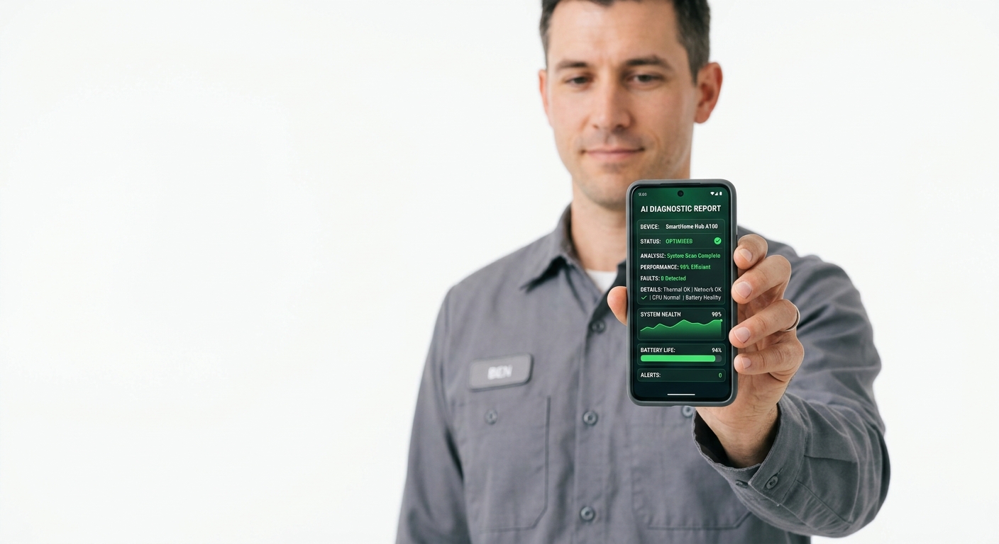 FixGenius AI diagnosis result on a smartphone